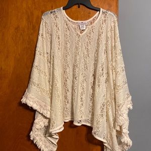 Muche et Muchette Ivory Lace Poncho Top Blouse